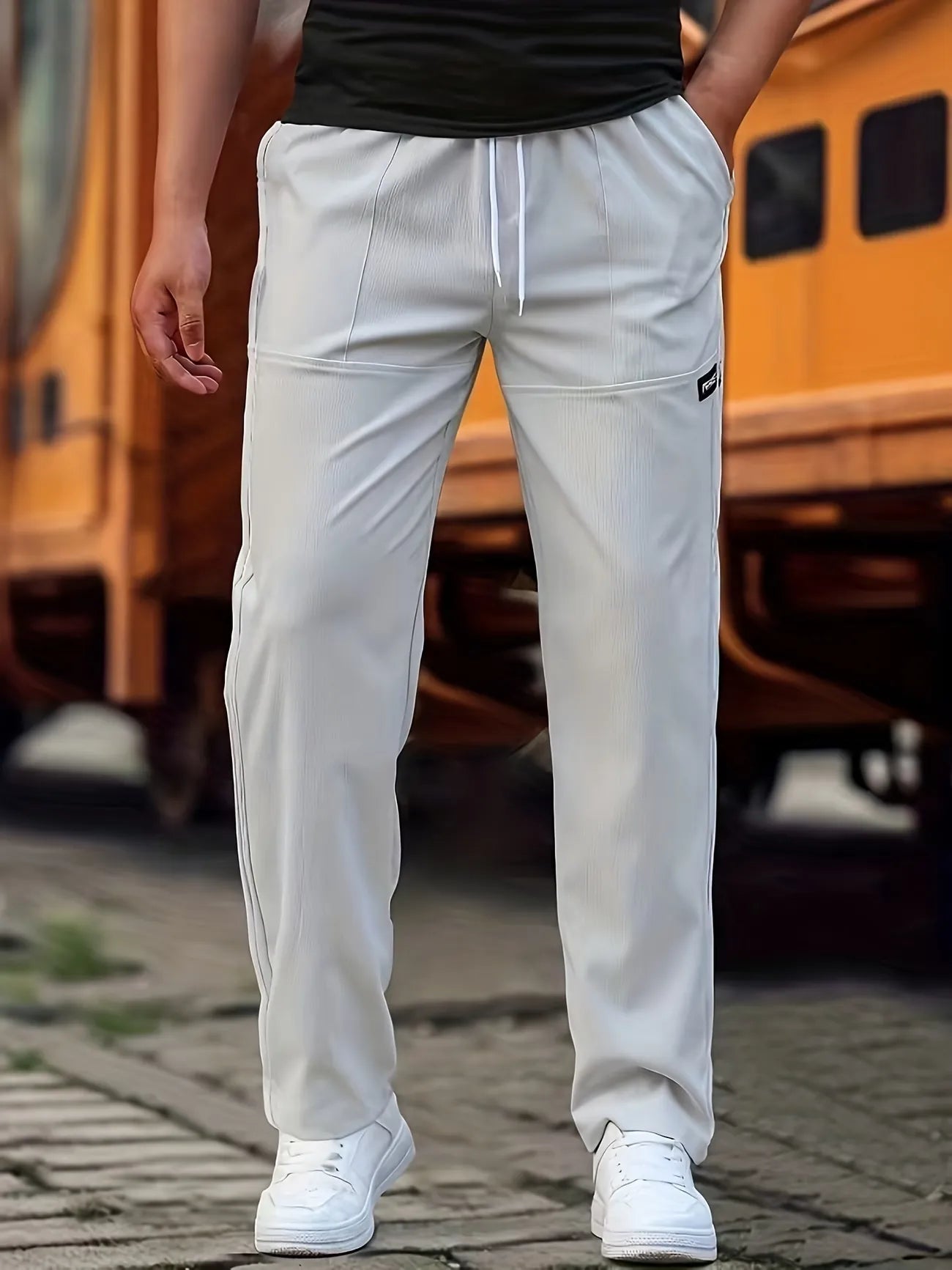 Men's Drawstring Straight-Leg Casual Pants