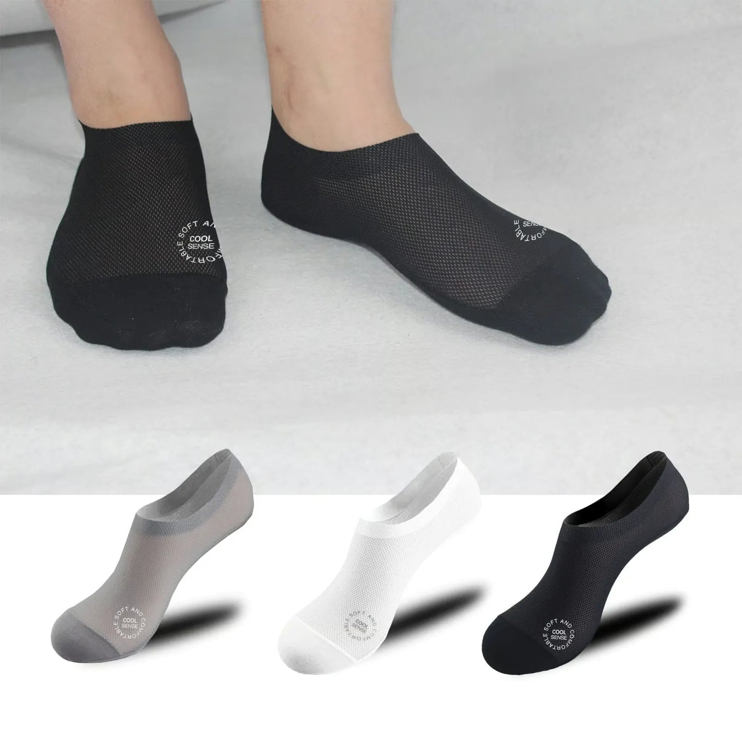 3-Pair Unisex No-Show Grip Socks
