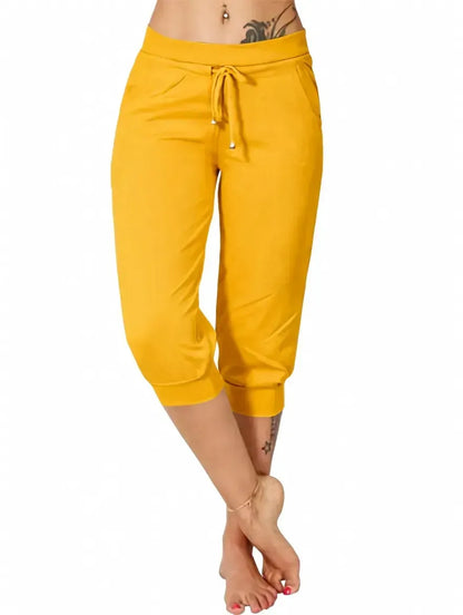 Women's Drawstring Capri Jogger Pants