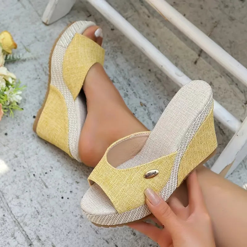 Women’s Peep-Toe Wedge Mule Sandals