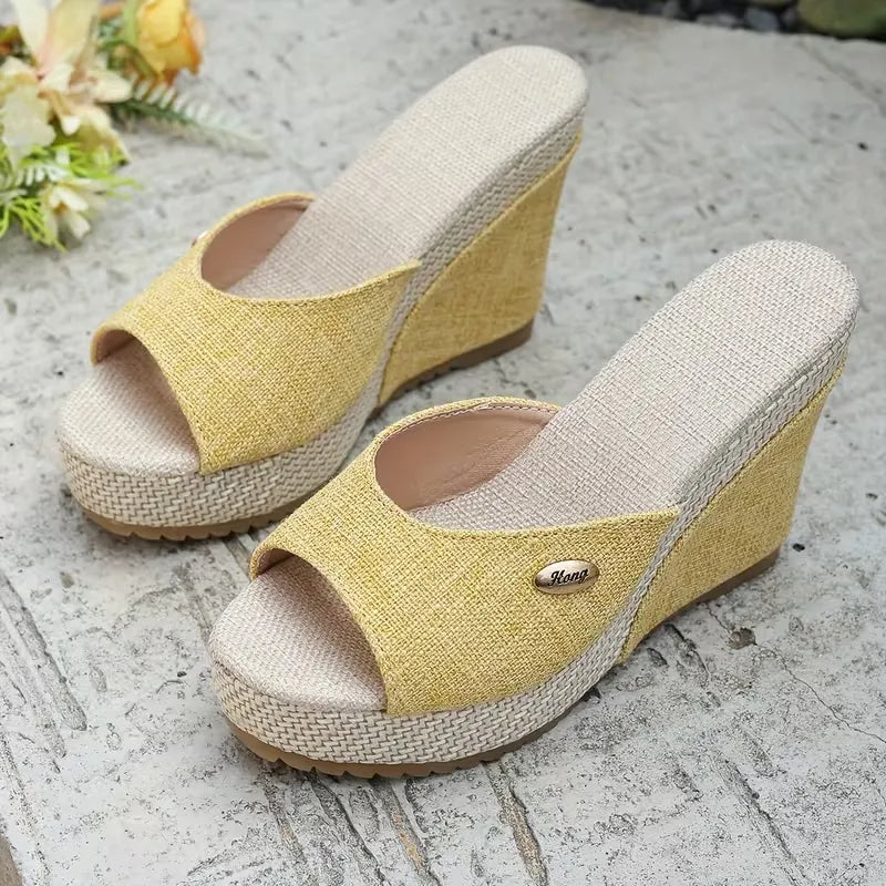 Women’s Peep-Toe Wedge Mule Sandals