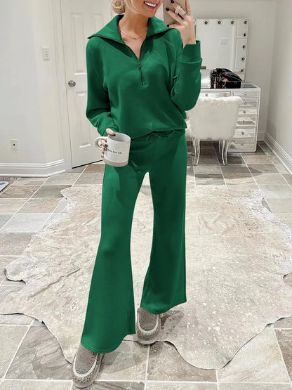 Women’s Half-Zip Wide-Leg Lounge Set
