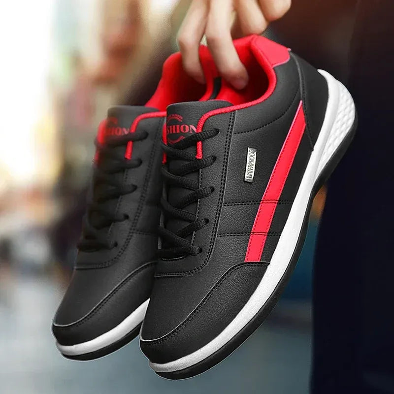 Men’s Casual Lace-Up Leather-Look Sneakers