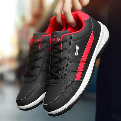 Men’s Casual Lace-Up Leather-Look Sneakers