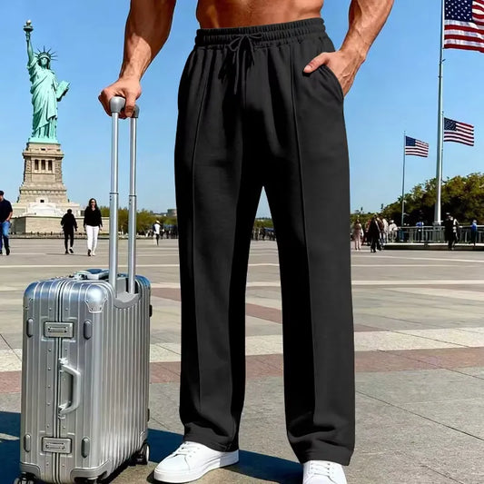 Men's Elastic Waist Straight Leg Drawstring Pants