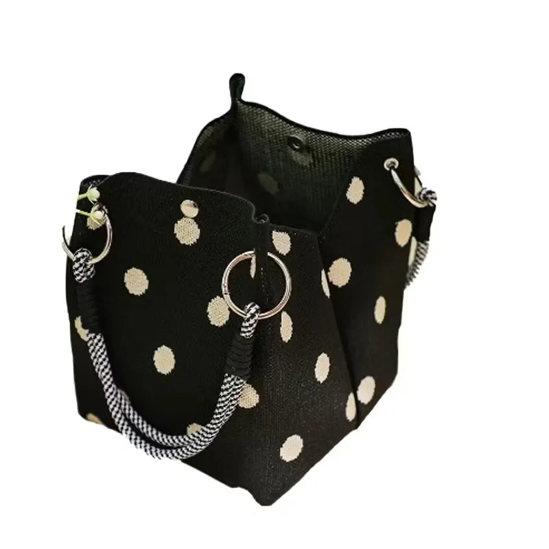 Women's Polka Dot Knit Tote Bag