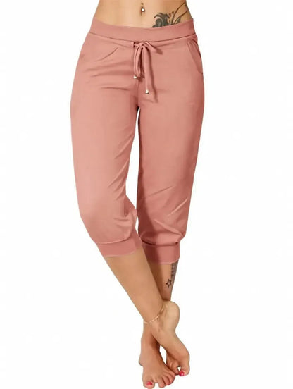 Women's Drawstring Capri Jogger Pants