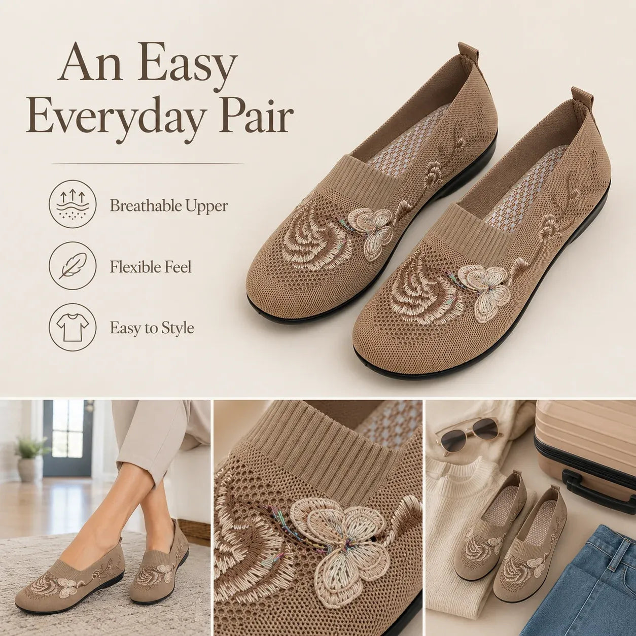 Women’s Floral Embroidered Slip-On Flats