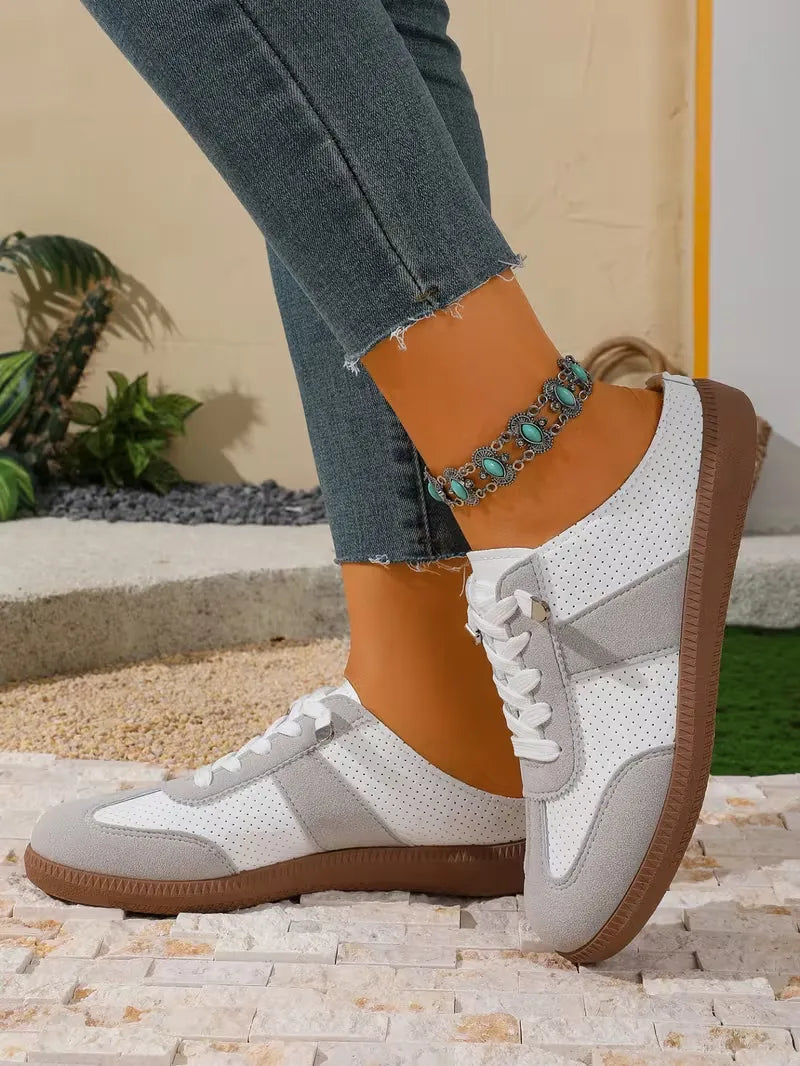 Women’s Perforated Backless Lace-Up Sneakers