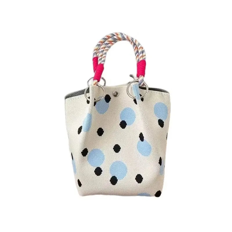Women's Polka Dot Knit Tote Bag