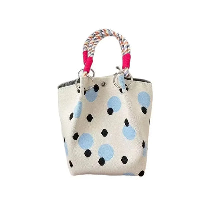 Women's Polka Dot Knit Tote Bag