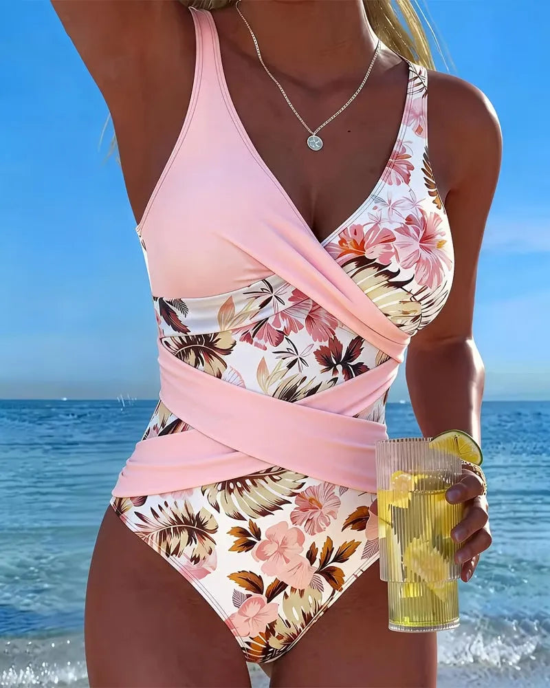Women's Floral Wrap One-Piece Swimsuit