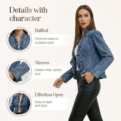 Women’s Ruffle Trim Denim Jacket