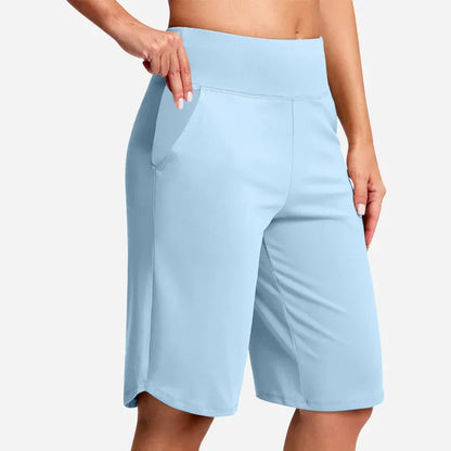 Women’s High-Waisted Knee-Length Pocket Shorts
