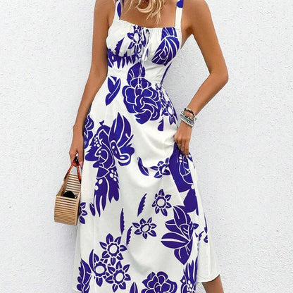 Women’s Tropical Print Spaghetti Strap Maxi Dress