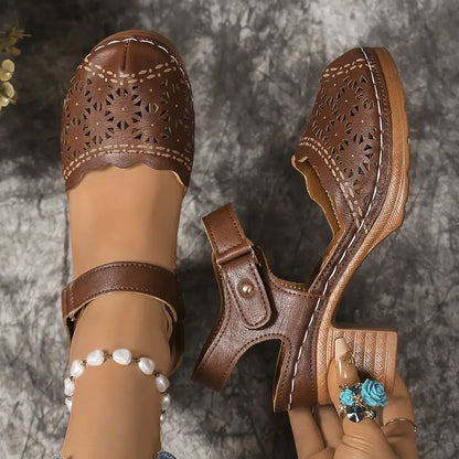 Women’s Cutout Mary Jane Block Heel Sandals