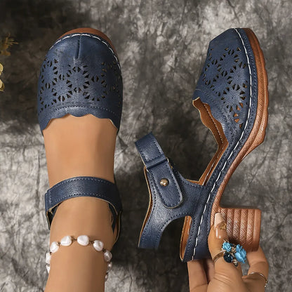 Women’s Cutout Mary Jane Block Heel Sandals