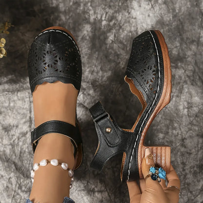 Women’s Cutout Mary Jane Block Heel Sandals