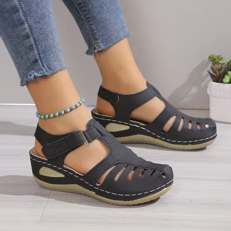 Women’s Cutout Hook-and-Loop Comfort Sandals