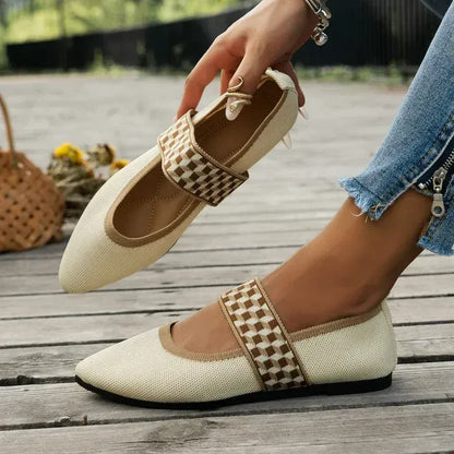 Women’s Knitted Strap Pointed Toe Flats