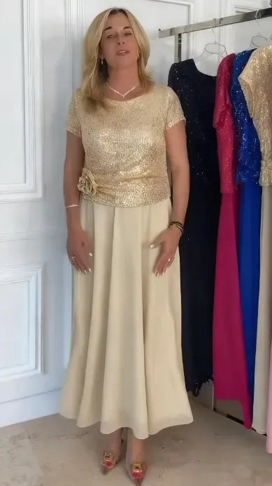 Elegant Sequin Top &amp; Midi Skirt Set