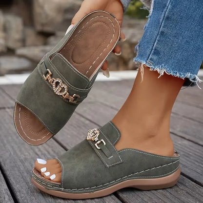 Women’s Heart Accent Open-Toe Wedge Sandals