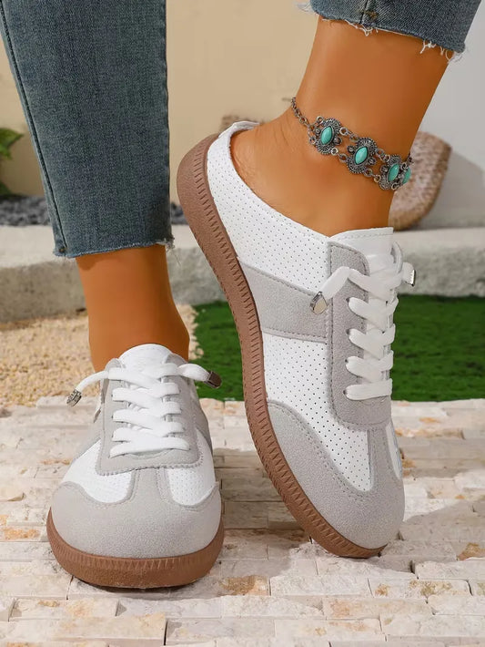 Women’s Perforated Backless Lace-Up Sneakers