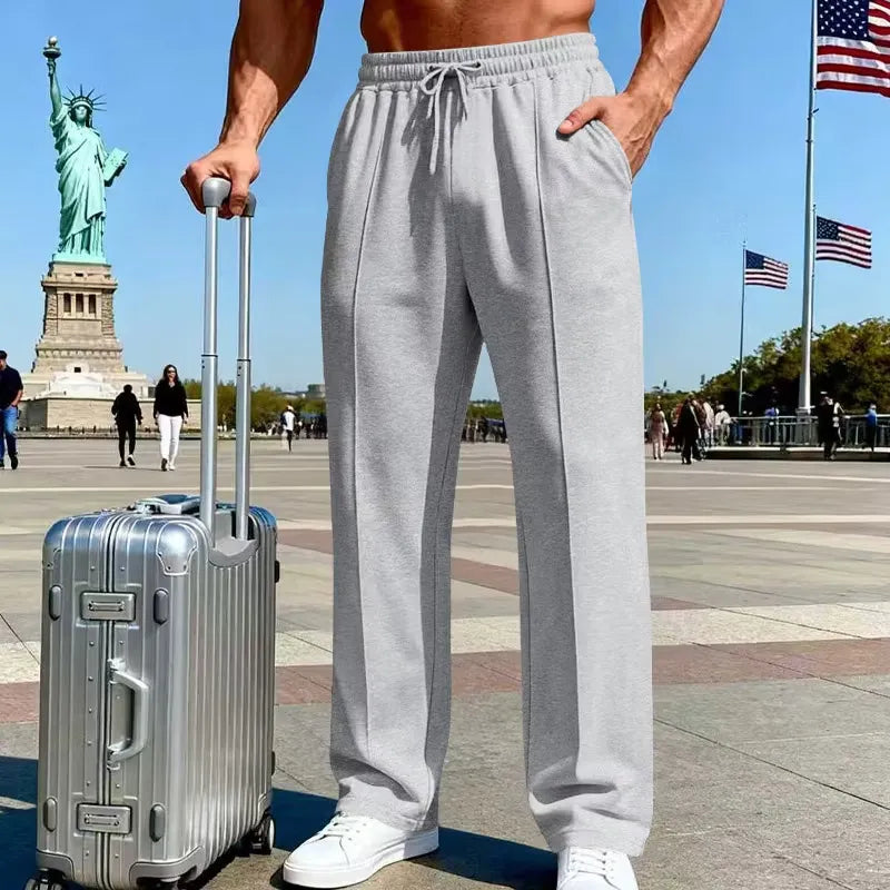 Men's Elastic Waist Straight Leg Drawstring Pants