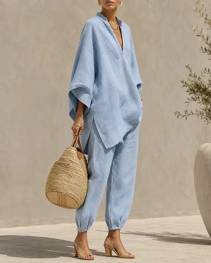 Women's V-Neck Relaxed Two-Piece Set
