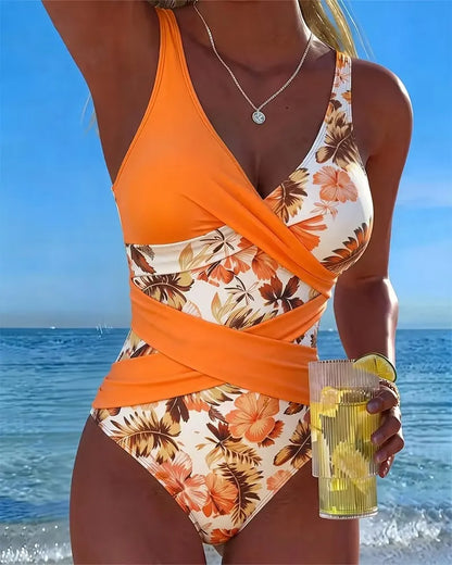 Women's Floral Wrap One-Piece Swimsuit