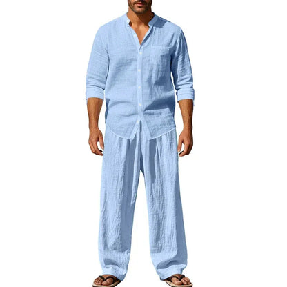 Men’s Linen-Look Shirt and Pants Set
