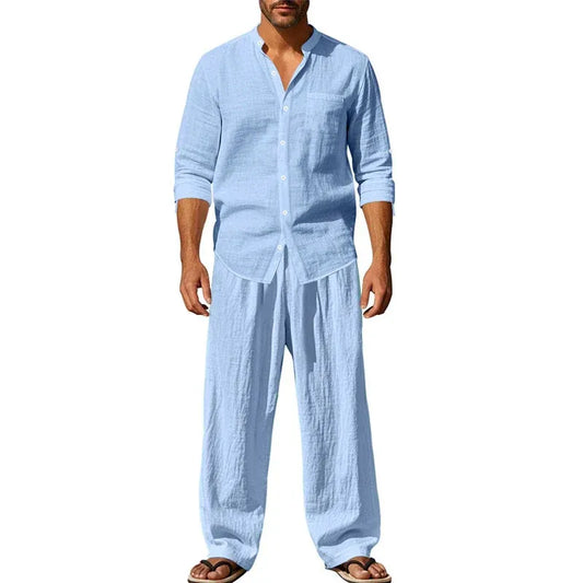 Men’s Linen-Look Shirt and Pants Set