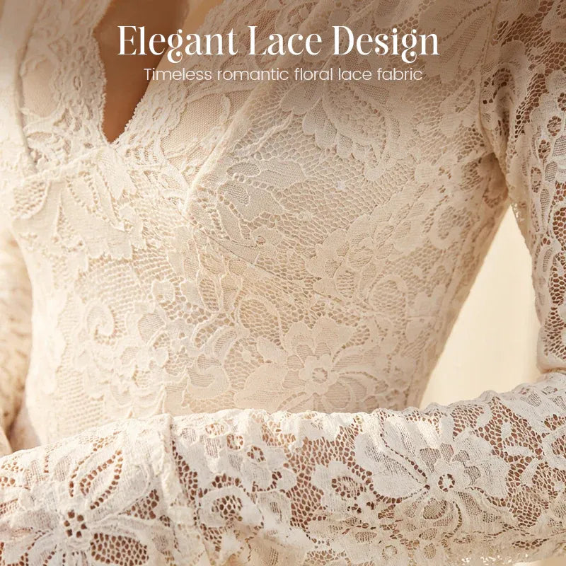 Women’s Elegant Lace V-Neck Ruffle Hem Mini Dress