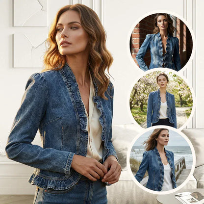 Women’s Ruffle Trim Denim Jacket