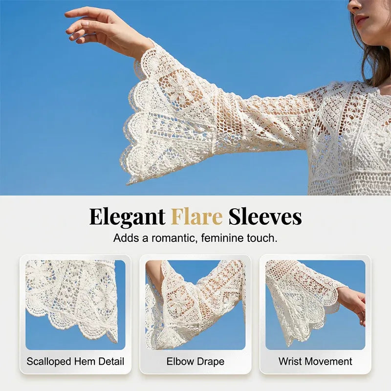 Women’s Openwork Lace Cover-Up Blouse