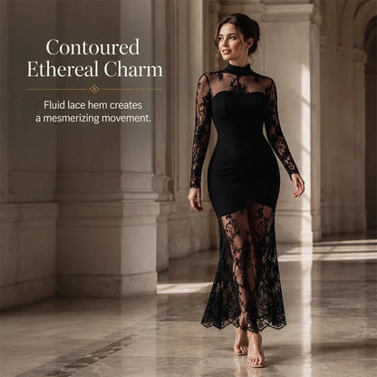 Women's Floral Lace Evening Dress