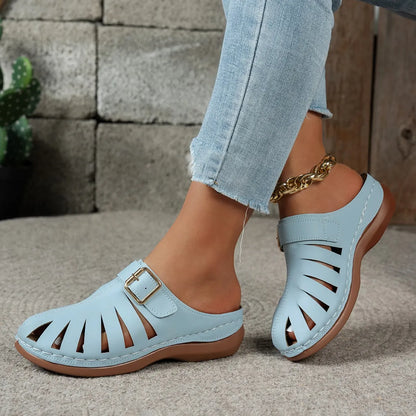 Women’s Buckle Cutout Wedge Sandals