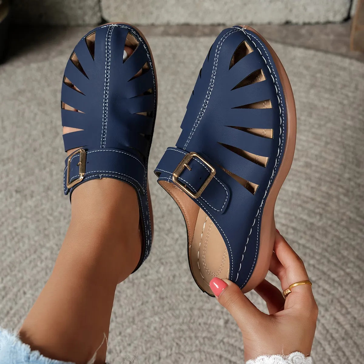 Women’s Buckle Cutout Wedge Sandals