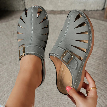 Women’s Buckle Cutout Wedge Sandals