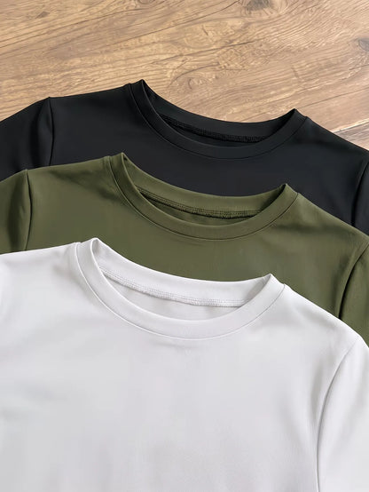 Women’s Short Sleeve Crew Neck Slim Fit Bodysuit 3-Pack Set