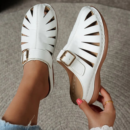 Women’s Buckle Cutout Wedge Sandals