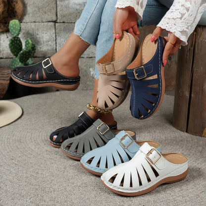 Women’s Buckle Cutout Wedge Sandals