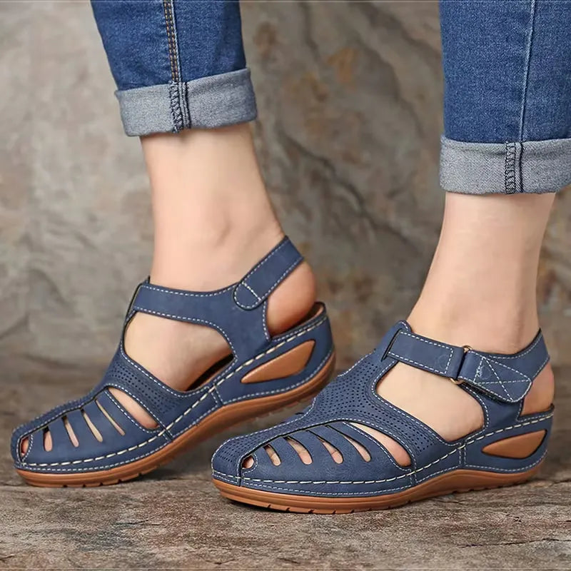 Women’s Cutout Hook-and-Loop Comfort Sandals