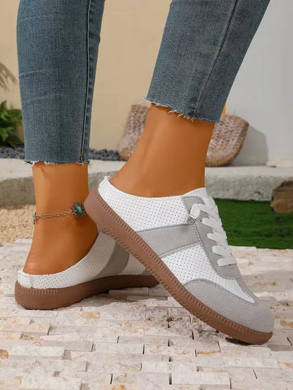 Women’s Perforated Backless Lace-Up Sneakers
