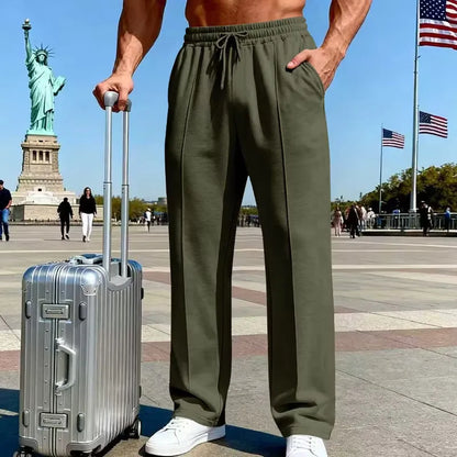 Men's Elastic Waist Straight Leg Drawstring Pants