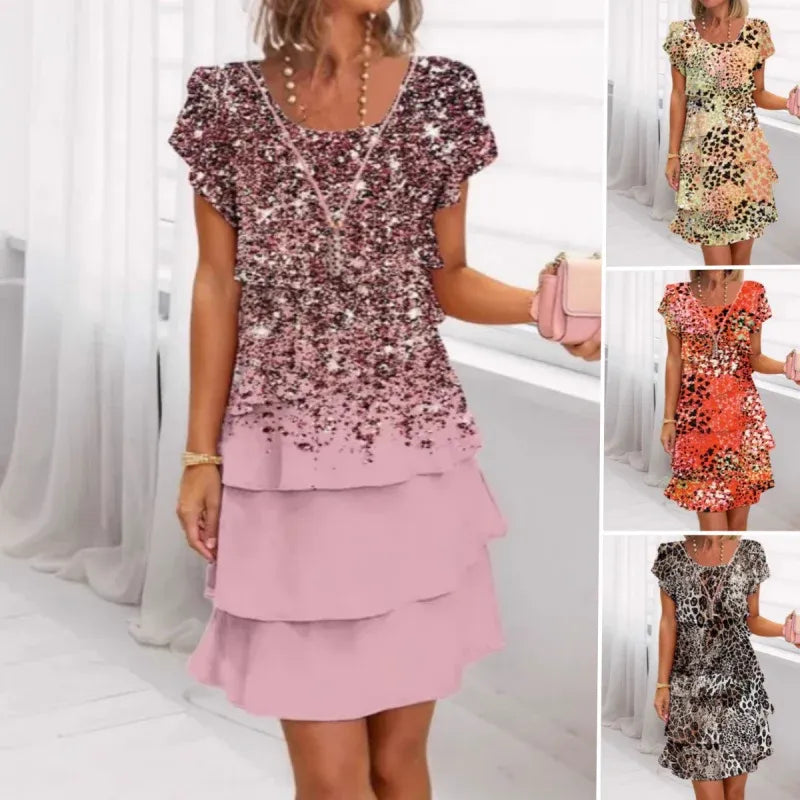 Women’s Printed Tiered Ruffle Dress