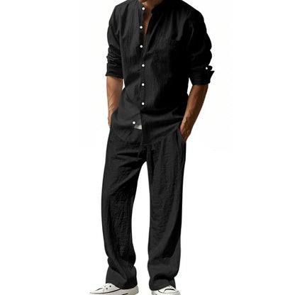 Men’s Linen-Look Shirt and Pants Set