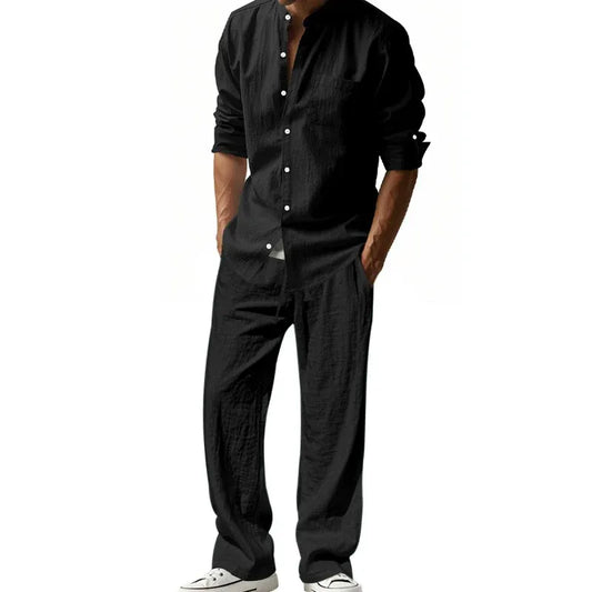 Men’s Linen-Look Shirt and Pants Set