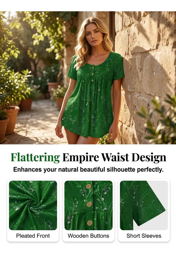 Women’s Floral Pleated Tunic Top