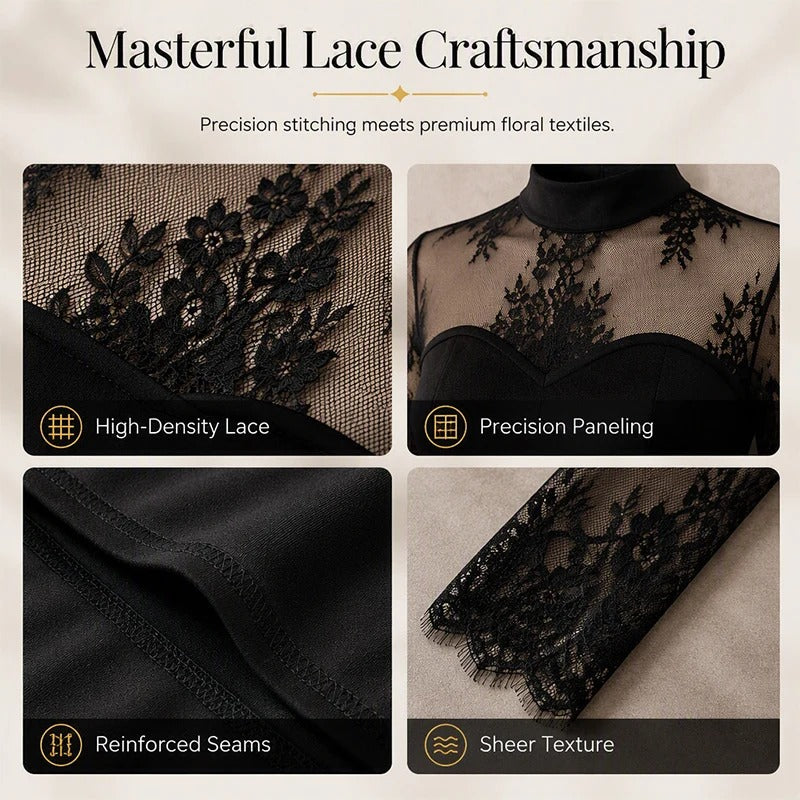 Women's Floral Lace Evening Dress